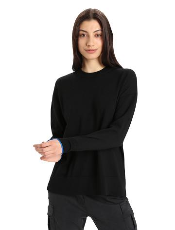 Dámské Svetry Icebreaker Merino Shearer Crewe Černé | CZ 1315QMAZ